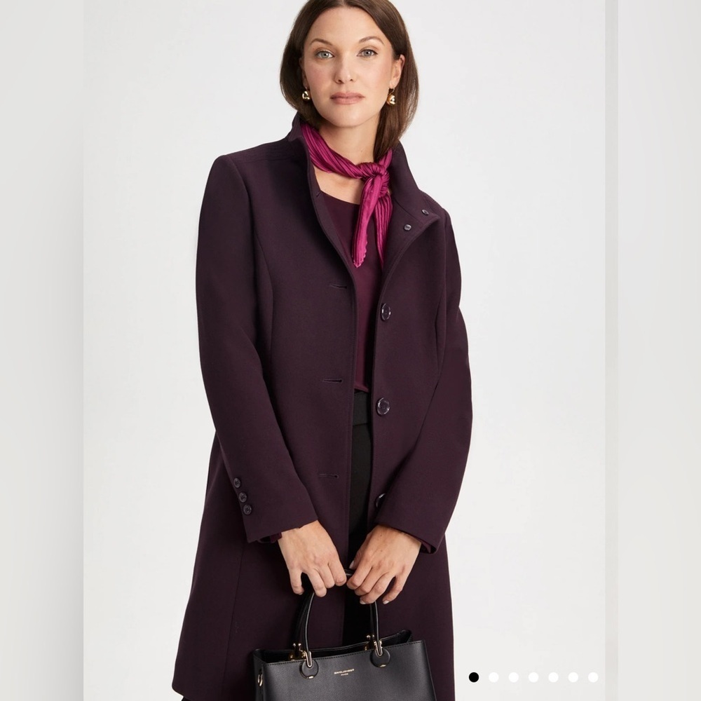 LAURA Soft Stand Up Collar Coat in Burgundy colour - Size 8